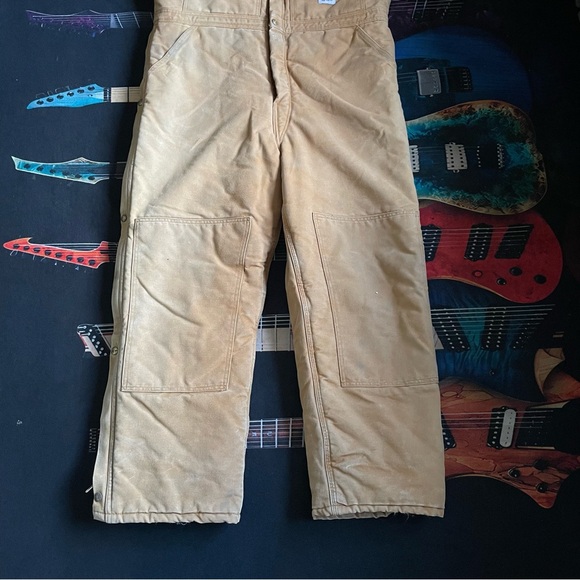 Vintage 80s Carhartt Tan Slightly Distressed Coverals W/Corduroy Collar 46 Short - Picture 2 of 16